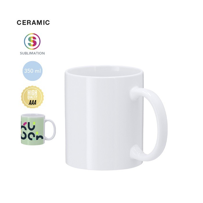 Taza blanca de cerámica de calidad AAA para sublimar 350ml
