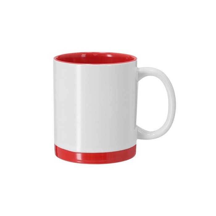 Taza de cerámica con detalles a color para sublimación 350ml color rojo primera vista Taza de cerámica con detalles a color para sublimación 350ml color rojo primera vista