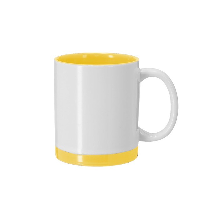 Taza de cerámica con detalles a color para sublimación 350ml color amarillo primera vista Taza de cerámica con detalles a color para sublimación 350ml color amarillo primera vista