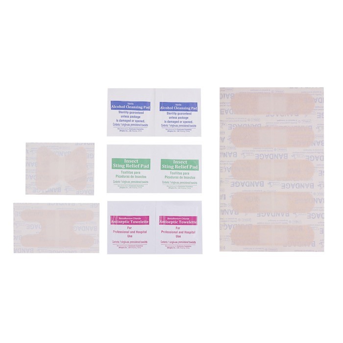 Kit de primeros auxilios con asa de transporte y 14 accesorios sexta vista Kit de primeros auxilios con asa de transporte y 14 accesorios sexta vista