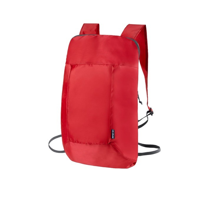 Mochila completamente plegable de RPET en varios colores color rojo primera vista Mochila completamente plegable de RPET en varios colores color rojo primera vista