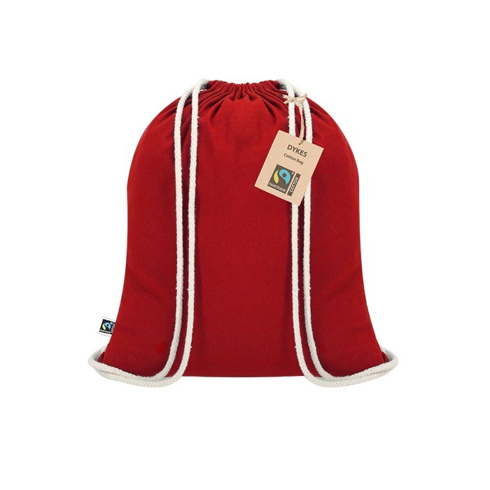 Mochila de cuerdas de algodón con certificación Fairtrade 140 g/m2 color rojo primera vista
