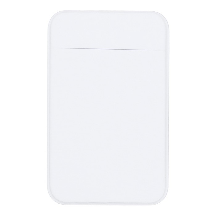 Tarjetero adhesivo para móvil en material elástico personalizable color blanco primera vista Tarjetero adhesivo para móvil en material elástico personalizable color blanco primera vista