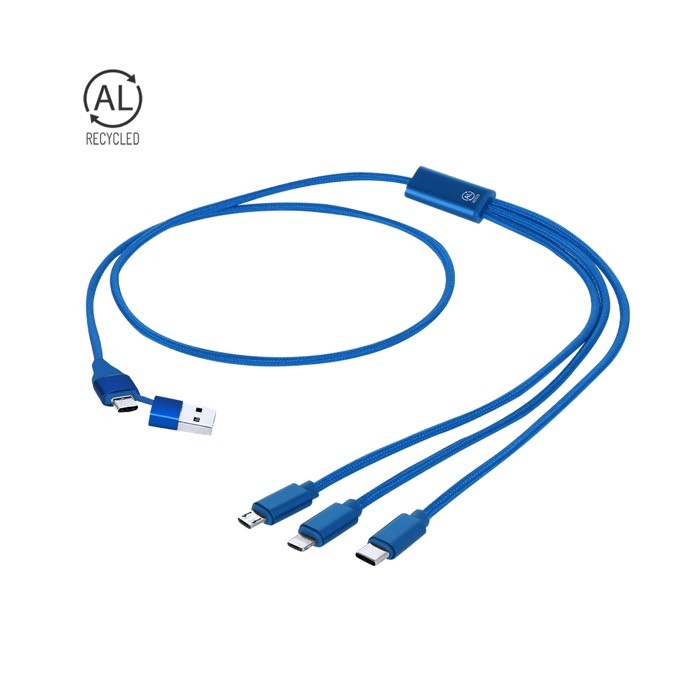 Cable cargador en materiales reciclados con varios cargadores