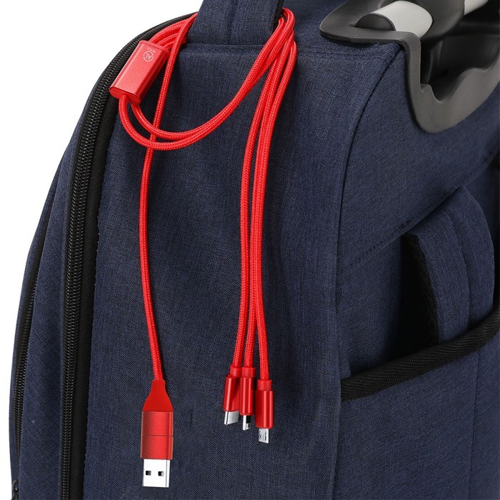 Cable cargador en materiales reciclados con varios cargadores cuarta vista