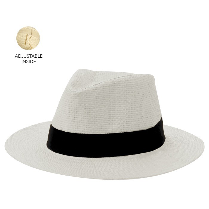 Sombrero blanco de paja de papel con cinta negra personalizable Sombrero blanco de paja de papel con cinta negra personalizable