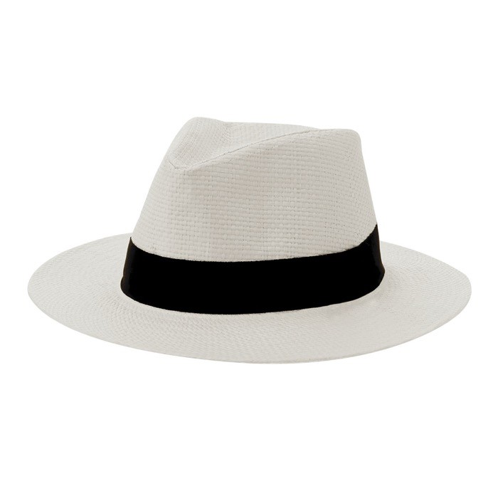 Sombrero blanco de paja de papel con cinta negra personalizable segunda vista Sombrero blanco de paja de papel con cinta negra personalizable segunda vista