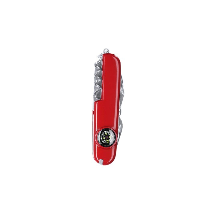 Clásica navaja multiusos de acero inoxidable con 10 funciones color rojo primera vista Clásica navaja multiusos de acero inoxidable con 10 funciones color rojo primera vista