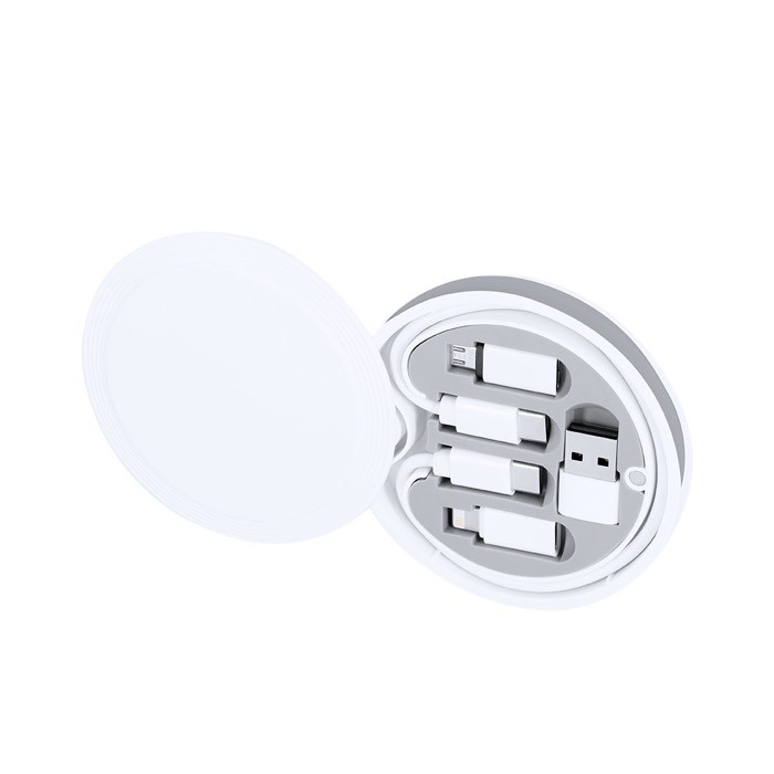 Estuche con mosquetón con distintos cables cargadores dentro segunda vista