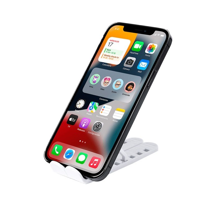 Pequeño soporte antideslizante y regulable para tablet o móvil sexta vista Pequeño soporte antideslizante y regulable para tablet o móvil sexta vista