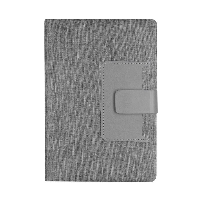 Libreta de RPET con bolsillo para tarjetas A5 hojas a rayas color gris primera vista