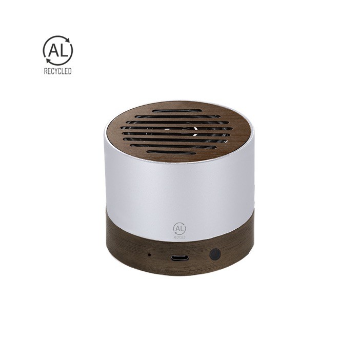 Altavoz de aluminio reciclado GRS y madera de nogal 3W Altavoz de aluminio reciclado GRS y madera de nogal 3W