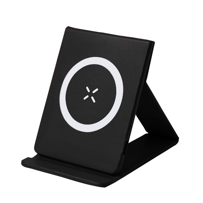Cargador inalámbrico magnético y soporte plegable para móvil color negro primera vista