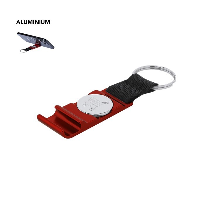 Llavero de nylon con moneda para carro y soporte para móvil Llavero de nylon con moneda para carro y soporte para móvil