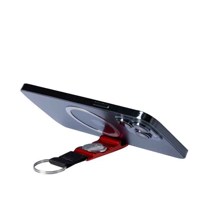 Llavero de nylon con moneda para carro y soporte para móvil tercera vista Llavero de nylon con moneda para carro y soporte para móvil tercera vista