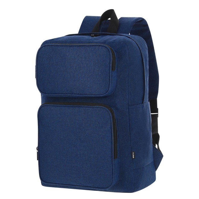 Mochila de suave poliéster RPET para tablet y portátil de hasta 15'' color azul marino primera vista