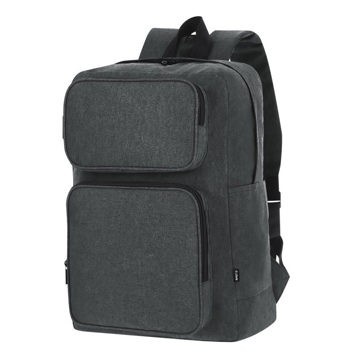Mochila de suave poliéster RPET para tablet y portátil de hasta 15'' color gris primera vista