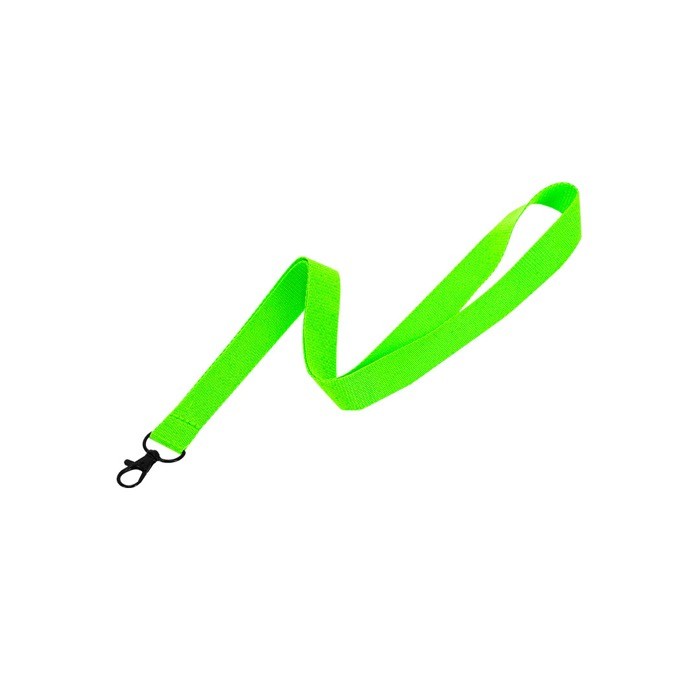 Lanyard en colores neones de poliéster con gancho giratorio color verde fluorescente segunda vista Lanyard en colores neones de poliéster con gancho giratorio color verde fluorescente segunda vista