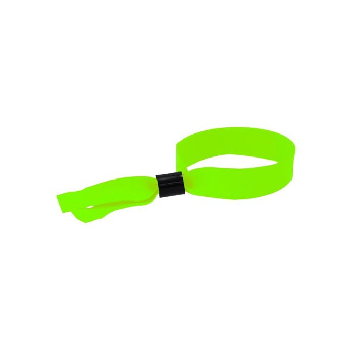 Pulsera para eventos de poliéster con cierre de seguridad ajustable color verde fluorescente segunda vista Pulsera para eventos de poliéster con cierre de seguridad ajustable color verde fluorescente segunda vista