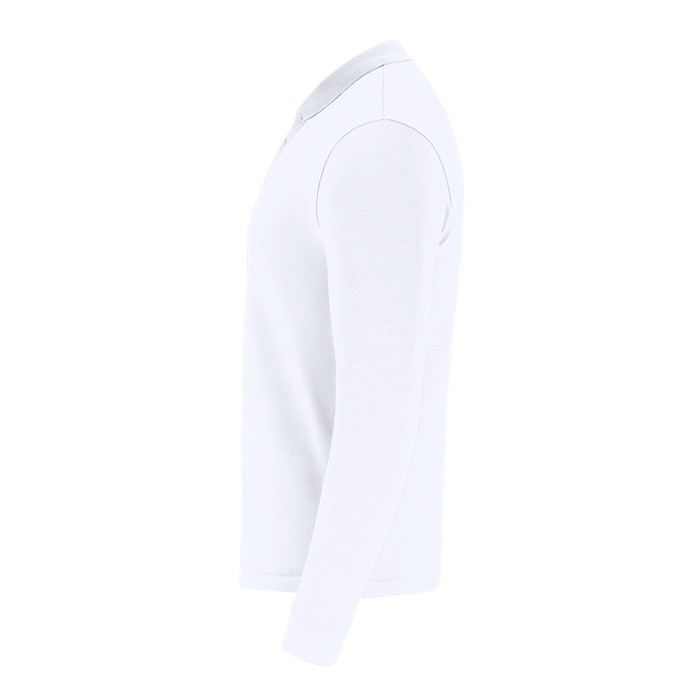 Polo unisex blanco de manga larga de algodón MKT Charlot 220 g/m2 segunda vista Polo unisex blanco de manga larga de algodón MKT Charlot 220 g/m2 segunda vista