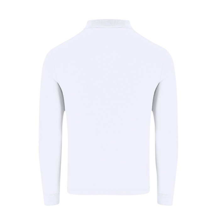 Polo unisex blanco de manga larga de algodón MKT Charlot 220 g/m2 tercera vista Polo unisex blanco de manga larga de algodón MKT Charlot 220 g/m2 tercera vista