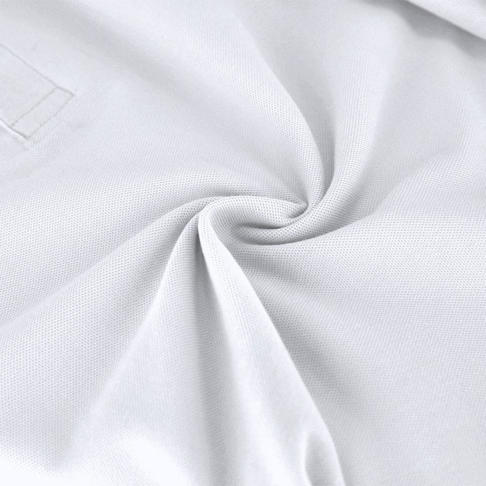 Polo unisex blanco de manga larga de algodón MKT Charlot 220 g/m2 cuarta vista Polo unisex blanco de manga larga de algodón MKT Charlot 220 g/m2 cuarta vista