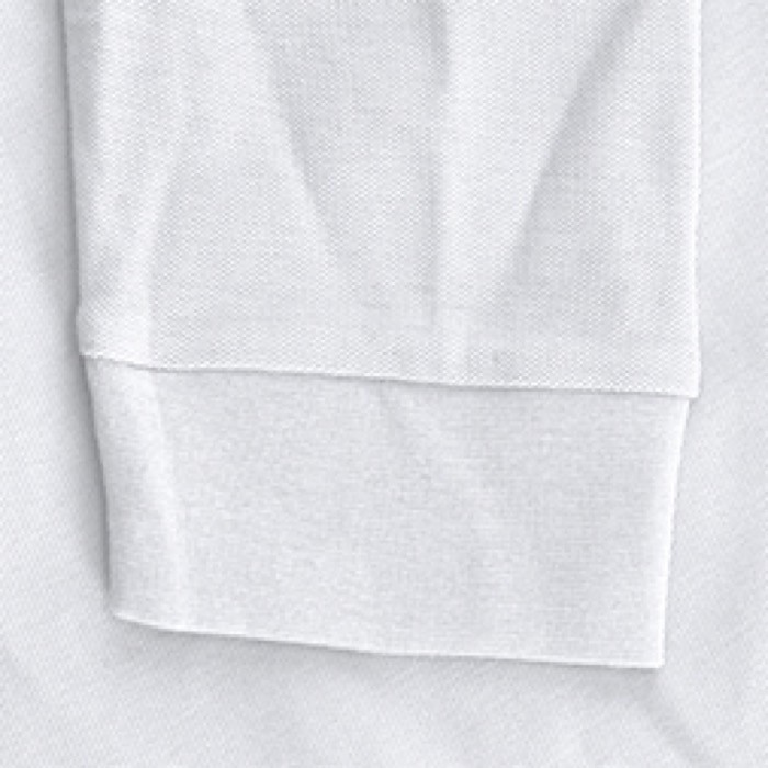 Polo unisex blanco de manga larga de algodón MKT Charlot 220 g/m2 sexta vista Polo unisex blanco de manga larga de algodón MKT Charlot 220 g/m2 sexta vista