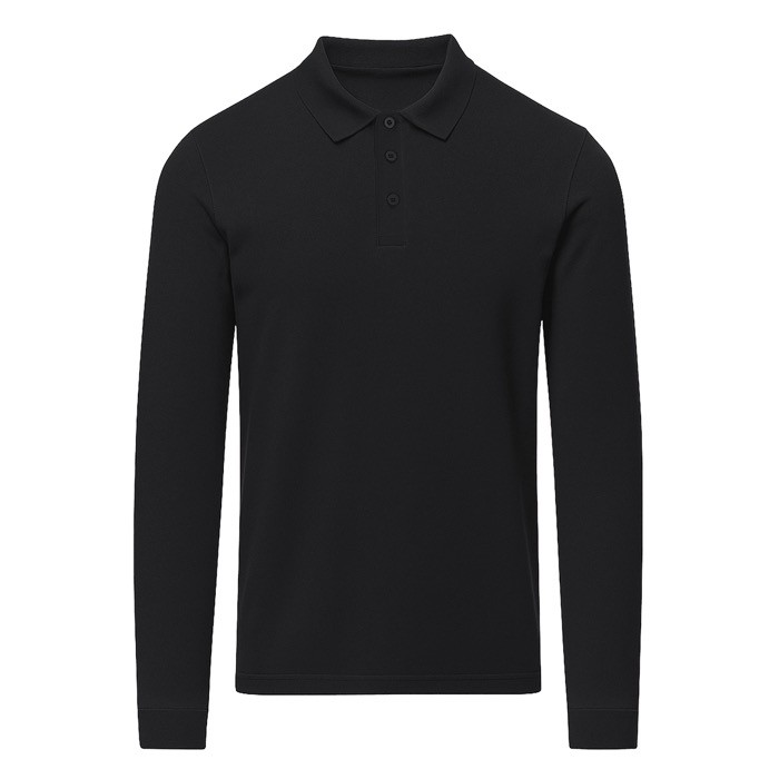 Polo unisex de manga larga de algodón MKT Charlot 220 g/m2 color negro primera vista Polo unisex de manga larga de algodón MKT Charlot 220 g/m2 color negro primera vista
