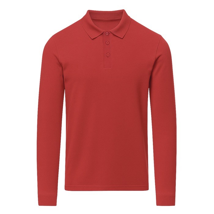 Polo unisex de manga larga de algodón MKT Charlot 220 g/m2 color rojo primera vista Polo unisex de manga larga de algodón MKT Charlot 220 g/m2 color rojo primera vista
