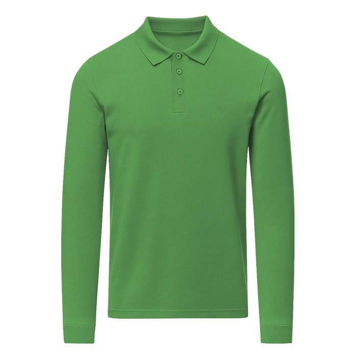 Polo unisex de manga larga de algodón MKT Charlot 220 g/m2 color verde primera vista Polo unisex de manga larga de algodón MKT Charlot 220 g/m2 color verde primera vista