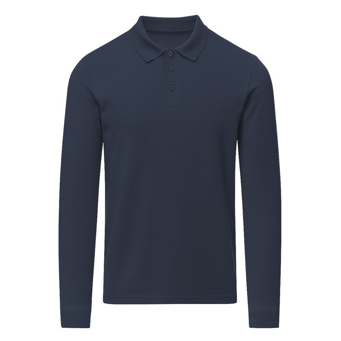 Polo unisex de manga larga de algodón MKT Charlot 220 g/m2 color azul marino primera vista Polo unisex de manga larga de algodón MKT Charlot 220 g/m2 color azul marino primera vista