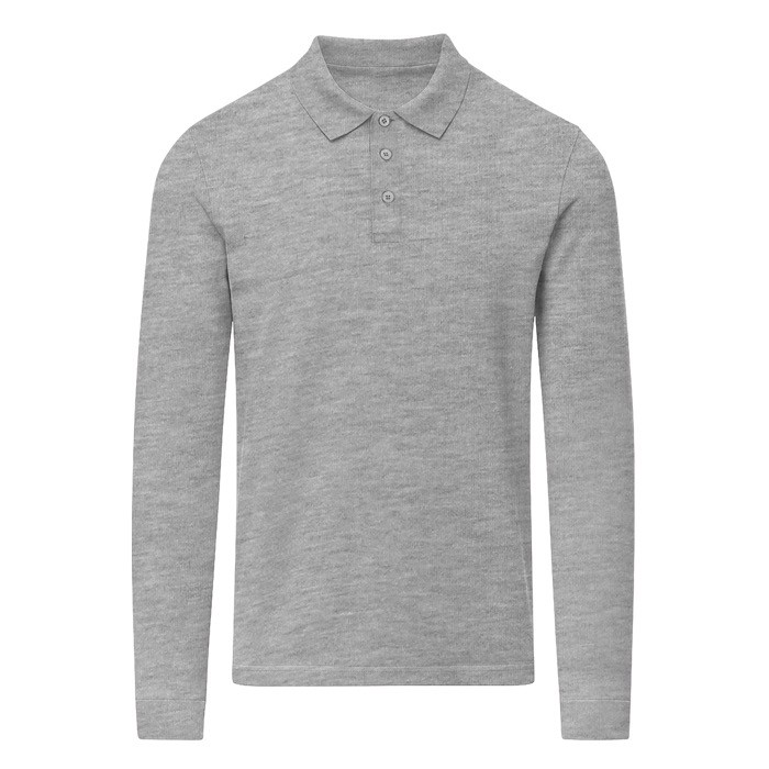 Polo unisex de manga larga de algodón MKT Charlot 220 g/m2 color gris primera vista Polo unisex de manga larga de algodón MKT Charlot 220 g/m2 color gris primera vista