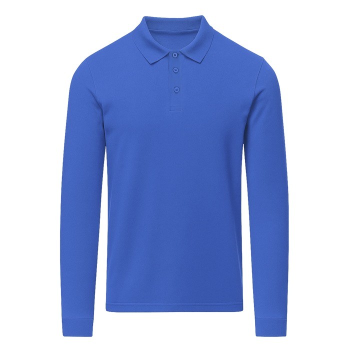 Polo unisex de manga larga de algodón MKT Charlot 220 g/m2 color azul primera vista Polo unisex de manga larga de algodón MKT Charlot 220 g/m2 color azul primera vista