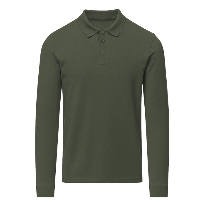 Polo unisex de manga larga de algodón MKT Charlot 220 g/m2 color verde botella primera vista Polo unisex de manga larga de algodón MKT Charlot 220 g/m2 color verde botella primera vista