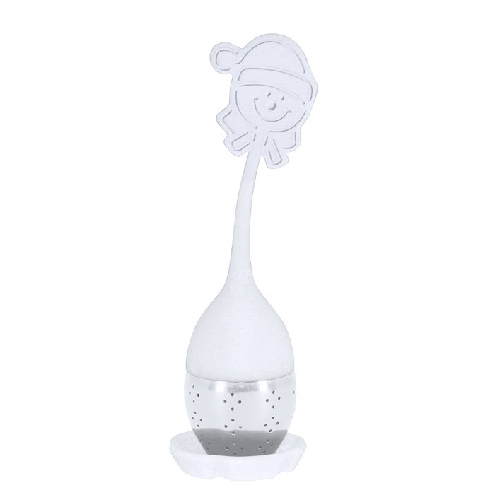 Infusor de té con diseños Navideño de silicona y acero inoxidable color blanco primera vista Infusor de té con diseños Navideño de silicona y acero inoxidable color blanco primera vista