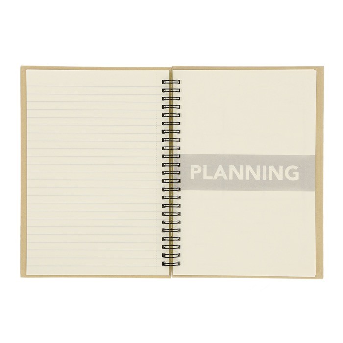 Libreta a rayas con planificador mensual en inglés incluido cuarta vista