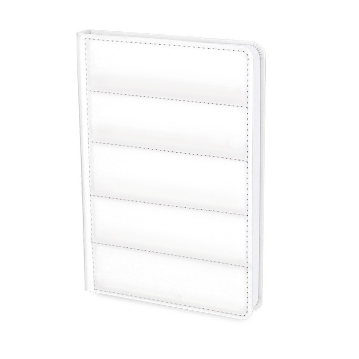 Libreta con tapa de cuero sintético acolchada y hojas a rayas A5 color blanco primera vista