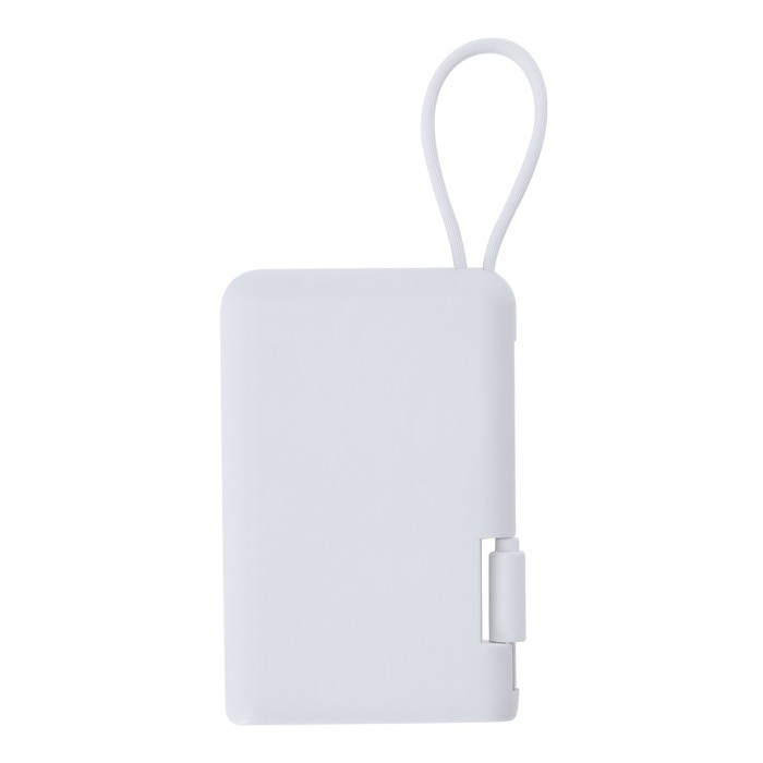 Batería externa portátil blanca de tamaño compacto 2.000 mAh color blanco primera vista Batería externa portátil blanca de tamaño compacto 2.000 mAh color blanco primera vista