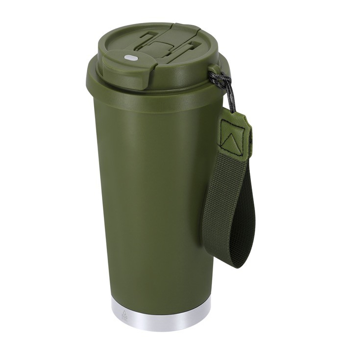Vaso take away de acero inox reciclado con cinta de transporte 500ml quinta vista