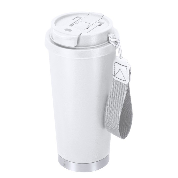 Vaso take away de acero inox reciclado con cinta de transporte 500ml sexta vista