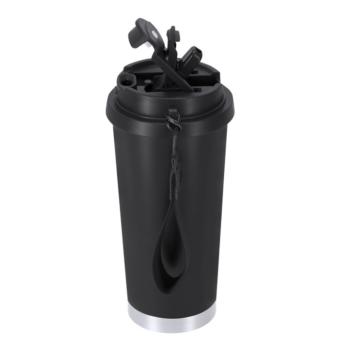 Vaso take away de acero inox reciclado con cinta de transporte 500ml