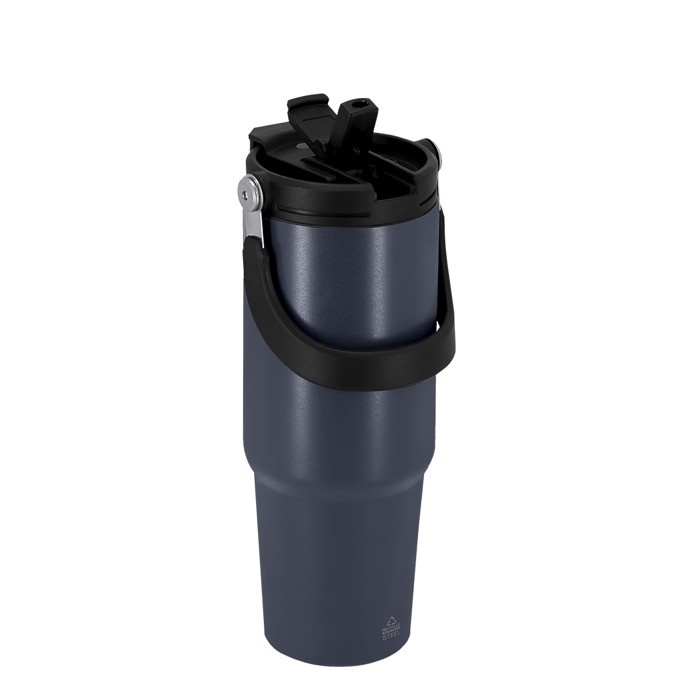 Botella de acero inox reciclado con asa de transporte a juego 900ml tercera vista Botella de acero inox reciclado con asa de transporte a juego 900ml tercera vista