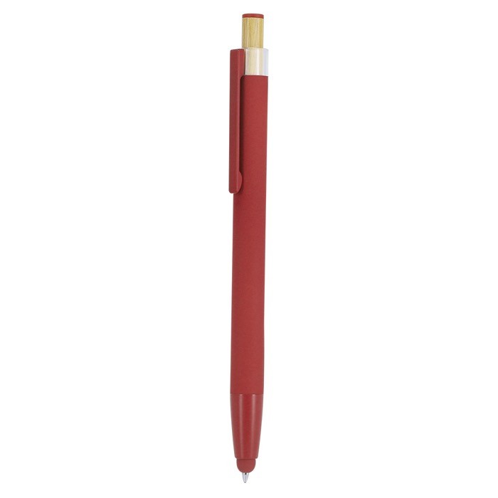 Bolígrafo puntero de aluminio con pulsador de bambú tinta azul color rojo primera vista Bolígrafo puntero de aluminio con pulsador de bambú tinta azul color rojo primera vista