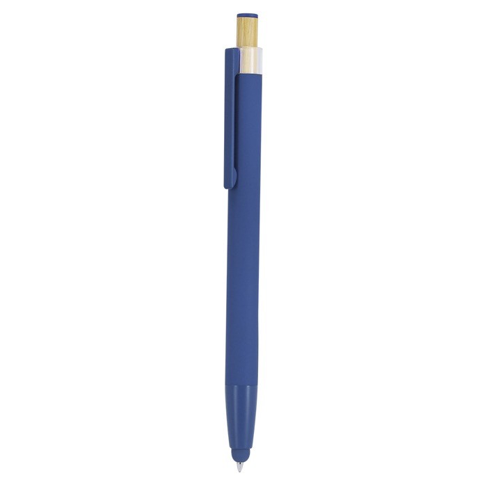 Bolígrafo puntero de aluminio con pulsador de bambú tinta azul color azul primera vista Bolígrafo puntero de aluminio con pulsador de bambú tinta azul color azul primera vista
