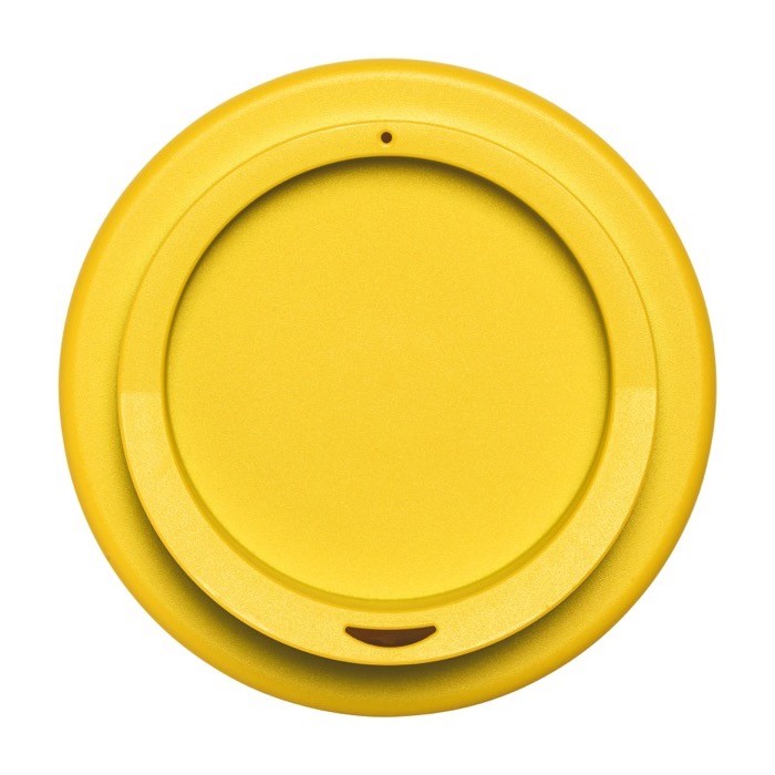 Vaso take away de plástico con agarre color amarillo segunda vista