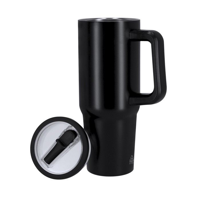 Botella térmica de acero inoxidable con asa de transporte 870ml quinta vista Botella térmica de acero inoxidable con asa de transporte 870ml quinta vista