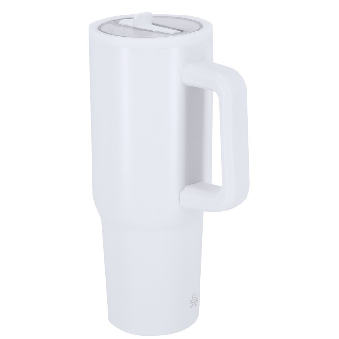 Botella térmica de acero inoxidable con asa de transporte 870ml color blanco primera vista Botella térmica de acero inoxidable con asa de transporte 870ml color blanco primera vista