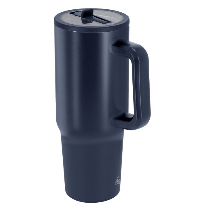 Botella térmica de acero inoxidable con asa de transporte 870ml color azul marino primera vista Botella térmica de acero inoxidable con asa de transporte 870ml color azul marino primera vista