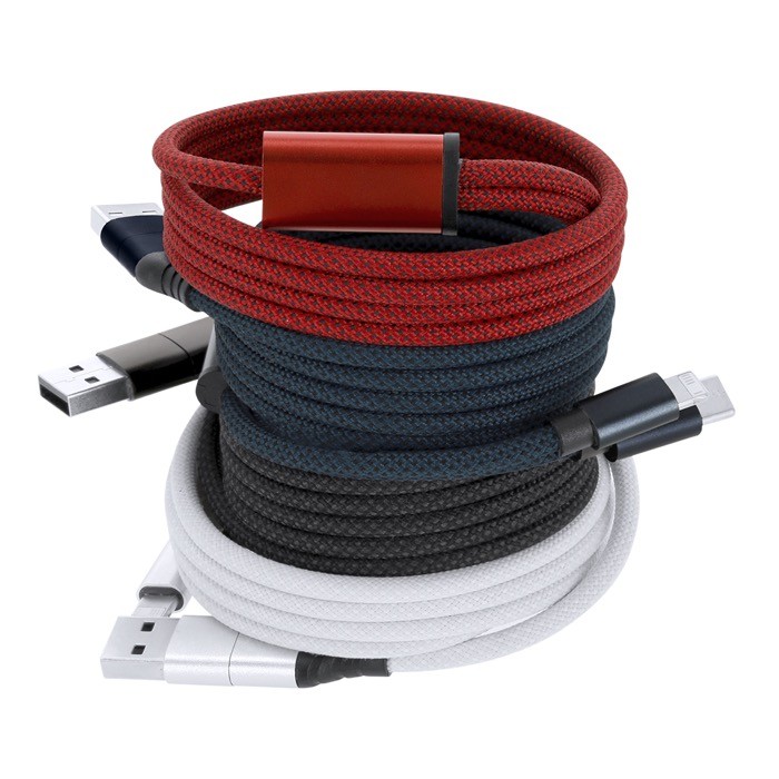 Cable cargador en aluminio y magnético para evitar enredos tercera vista