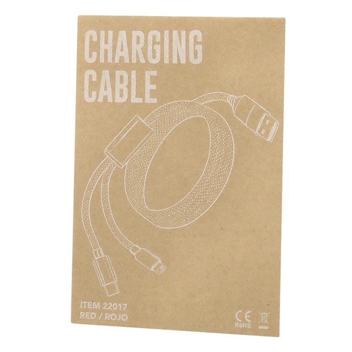 Cable cargador en aluminio y magnético para evitar enredos vista con caja